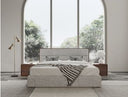 Dustin - Modern Grey Fabric & Walnut Trimmed Bed