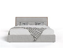 Dustin - Modern Grey Fabric & Walnut Trimmed Bed