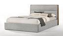 Dustin - Modern Grey Fabric & Walnut Trimmed Bed