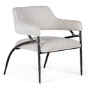 Ector - Modern Off-White Fabric + Forged Metal Accent Chair