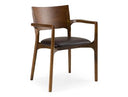 Edelman - Mid-Century Modern Brown Leatherette + Walnut Dining Chair