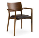Edelman - Mid-Century Modern Brown Leatherette + Walnut Dining Set
