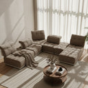 Ekron - Modern Brown & Beige Fabric Modular Sectional Sofa