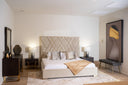 Eldora - Glam Beige Velvet and Brushed Brass Bed