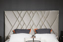 eldora - glam beige velvet and brushed brass bed