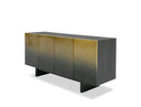 Elmira - Glam Black Ash + Gradient Stainless Steel Round Dining Table