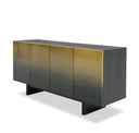 Elmira - Glam Black Ash + Gradient Stainless Steel Round Dining Table