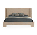 Emilio - Modern Beige Fabric + Burlap + Walnut 4-Piece Bedroom Set