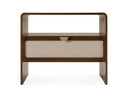 Emilio - Modern Natural Burlap + Walnut Nightstand