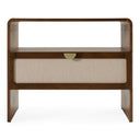 Emilio - Modern Natural Burlap + Walnut Nightstand