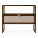 Emilio - Modern Natural Burlap + Walnut Nightstand