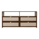 Emilio - Modern Natural Burlap + Walnut Nightstand