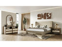 Emilio - Modern Beige Fabric + Burlap + Walnut 4-Piece Bedroom Set