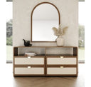Emilio - Modern Beige Fabric + Burlap + Walnut 4-Piece Bedroom Set