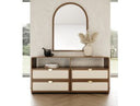 Harris + Emilio - Modern Off-White Fabric + Burlap + Walnut 4-Piece Bedroom Set
