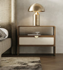 Harris + Emilio - Modern Brown Fabric + Burlap + Walnut 4-Piece Bedroom Set