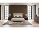 Emilio + Roma - Modern Beige Fabric + Walnut 4-Piece Bedroom Set