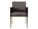 Engel - Modern Dark Grey Vegan Leather + Grey Fabric + Antique Brass Dining Chair