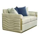 Tenaya Modern Beige Fabric & Gold Loveseat Sofa