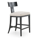 Fabien - Mid-Century Modern Beige Linen + Black Walnut Counter Chair