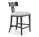 Fabien - Mid-Century Modern Beige Linen + Wood Counter Chair