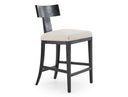 Fabien - Mid-Century Modern Beige Linen + Black Walnut Counter Chair
