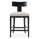 Fabien - Mid-Century Modern Beige Linen + Black Walnut Counter Chair