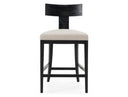 Fabien - Mid-Century Modern Beige Linen + Black Walnut Counter Chair