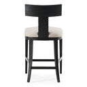 Fabien - Mid-Century Modern Beige Linen + Black Walnut Counter Chair