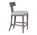 Fabien - Mid-Century Modern Beige Linen + Wood Counter Chair
