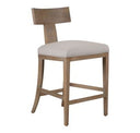 Fabien - Mid-Century Modern Beige Linen + Grey Wash Counter Chair