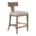 Fabien - Mid-Century Modern Beige Linen + Wood Counter Chair