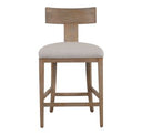 Fabien - Mid-Century Modern Beige Linen + Grey Wash Counter Chair