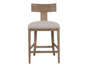 Fabien - Mid-Century Modern Beige Linen + Wood Counter Chair