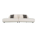Falcone - Contemporary Off-White + Grey Bonded Leather Curved Sectional Sofa