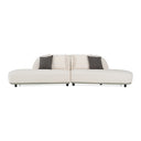 Falcone - Contemporary Off-White + Grey Bonded Leather Curved Sectional Sofa