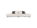 Falcone - Contemporary Off-White + Grey Bonded Leather Curved Sectional Sofa