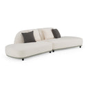 Falcone - Contemporary Off-White + Grey Bonded Leather Curved Sectional Sofa