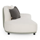 Falcone - Contemporary Off-White + Grey Bonded Leather Curved Sectional Sofa