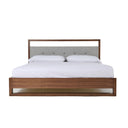 Falcor - Modern Grey Fabric & Walnut Veneer Bed