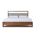 Falcor - Modern Grey Fabric & Walnut Veneer Bed