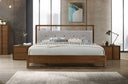 Falcor - Modern Grey Fabric & Walnut Veneer Bed