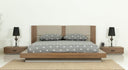 Fantasia - Contemporary Walnut & Grey Bed with Two Nightstands