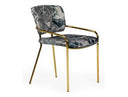 Farnon - Modern Patterned Velvet and Gold Dining Chair