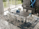 Fauna - Modern Elm Grey & Stainless Steel Chrome Dining Table