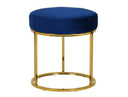 Downey Modern Blue Velvet & Gold Stool Ottoman