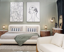 Fleury - Contemporary Cream Fabric and Walnut Bedroom Set