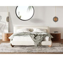 Fleury - Contemporary Cream Fabric and Walnut Sofa