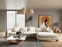 Fleury - Contemporary Cream Fabric and Walnut RAF Sectional Sofa