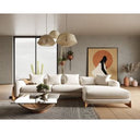 Fleury - Contemporary Cream Fabric and Walnut Lounge Chair